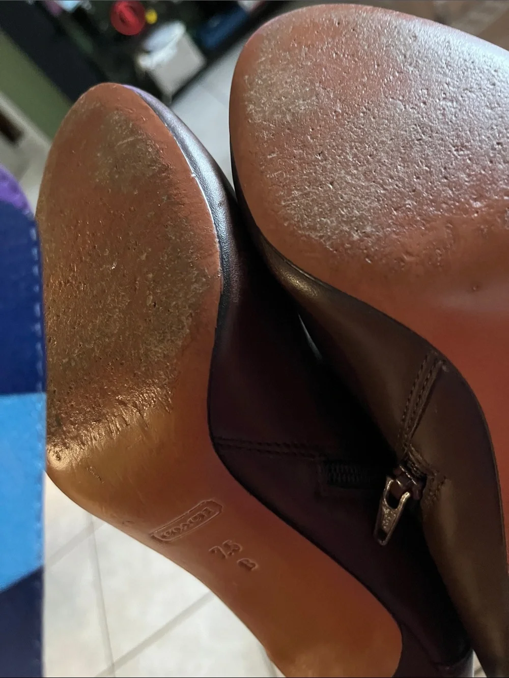 Coach women Brown Leather Chukka Boots with Side Buckle